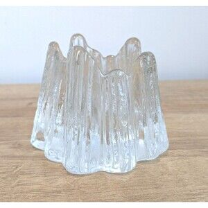 Nybro Sweden Crystal Volcano Votive Tealight Candle Holder Rune Strand Vintage
